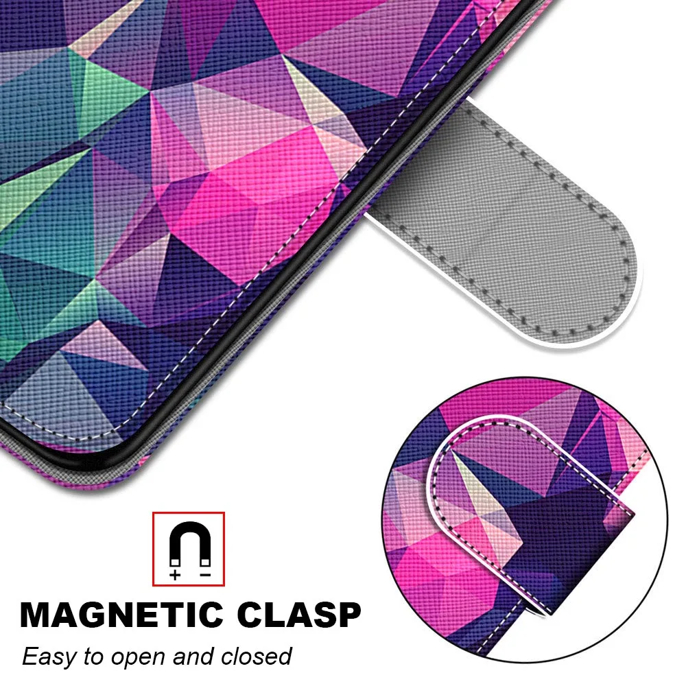 Colored Painted Card Slot Wallet Flip Case For Huawei P8 Lite 2017 P9 Lite P10 P20 Lite P30 Pro Mate 10 Lite Honor 8 Lite Cover