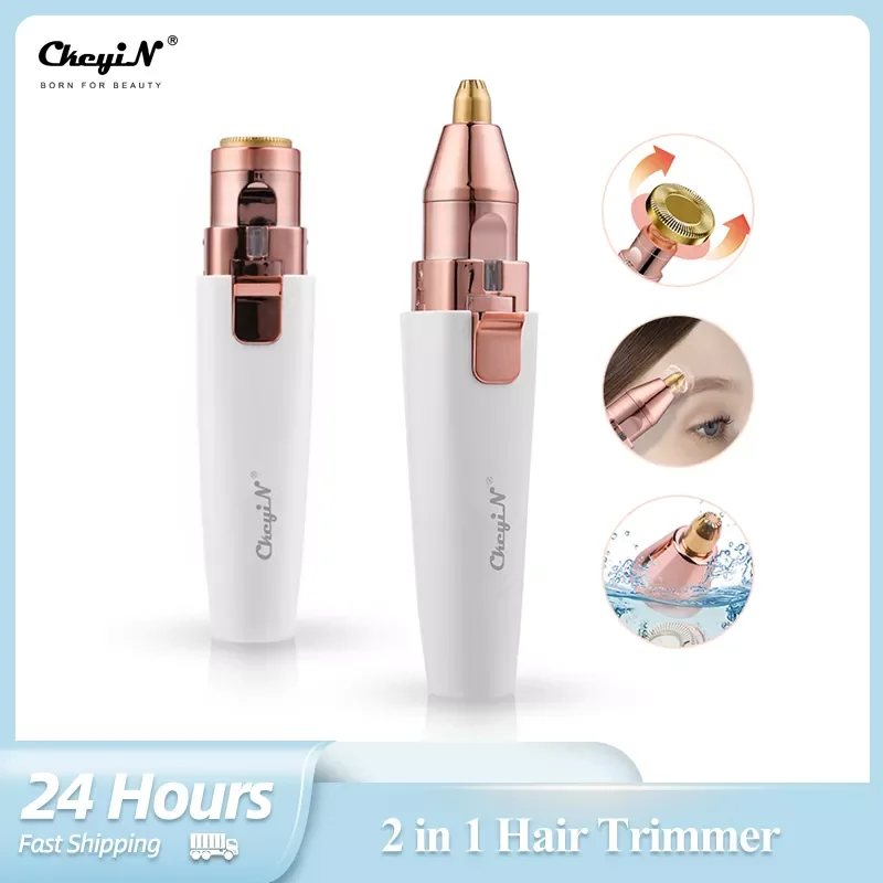 

CkeyiN Eyebrow Trimmer Handy Lipstick Design Portable Mini Hair Shaver LED Light Hair Removal Cutter Head Face Body Hair Trimmer
