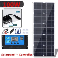 100w 18v monocrystalinesolar panel dual 12v5v dc usb outdoor car rv rechargeable kit with 10a solar controller cables