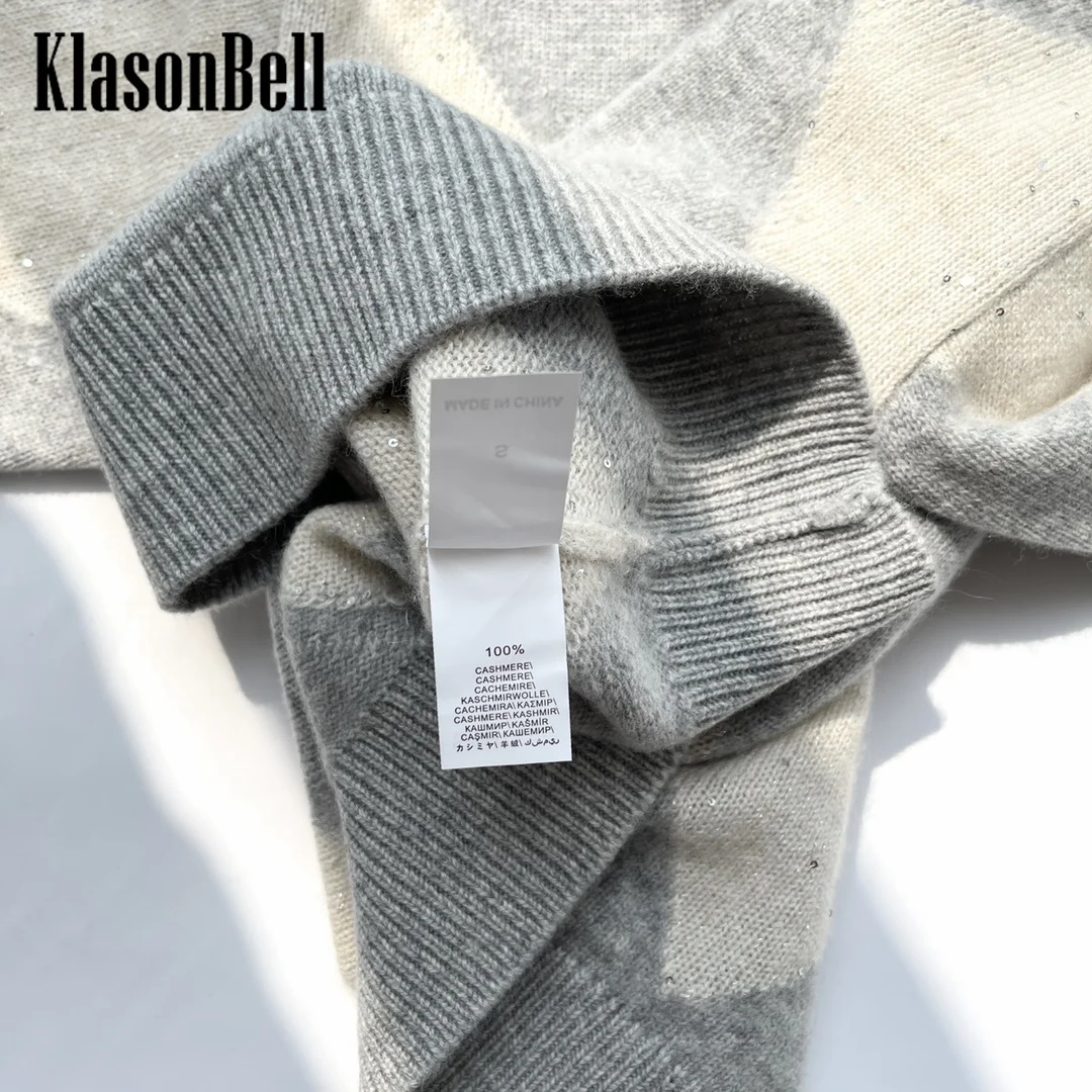 10.29 KlasonBell блестки вышивка Argyle клетчатый свитер с высоким воротником осень-зима