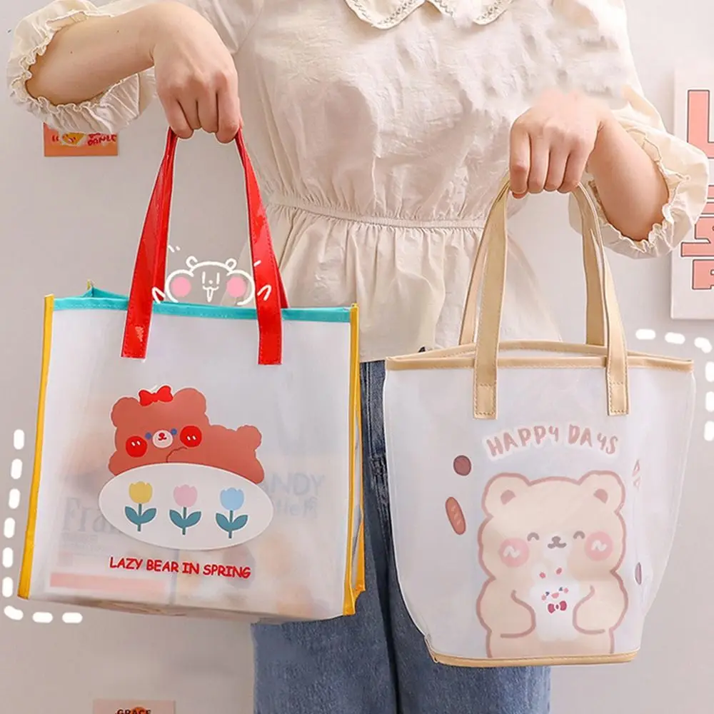 

Case Travel Organizer Large Capacity Bear PVC Tote Bag Transparent Makeup Bag Waterproof Beach Bag Cartoon Storage Bag