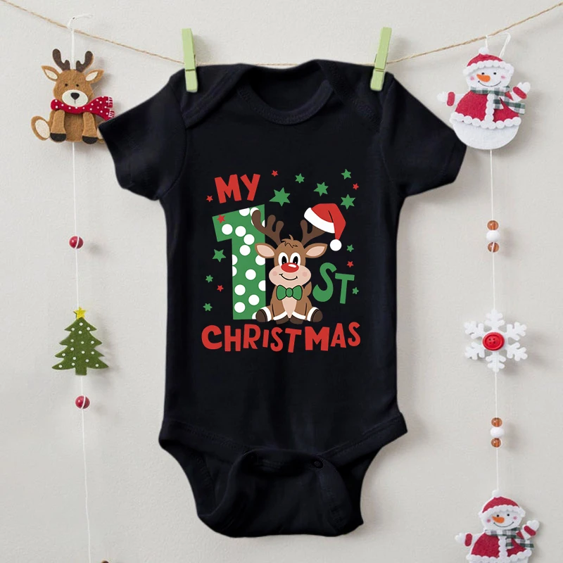 Боди Мой первый рождественский принт модная одежда с короткими рукавами