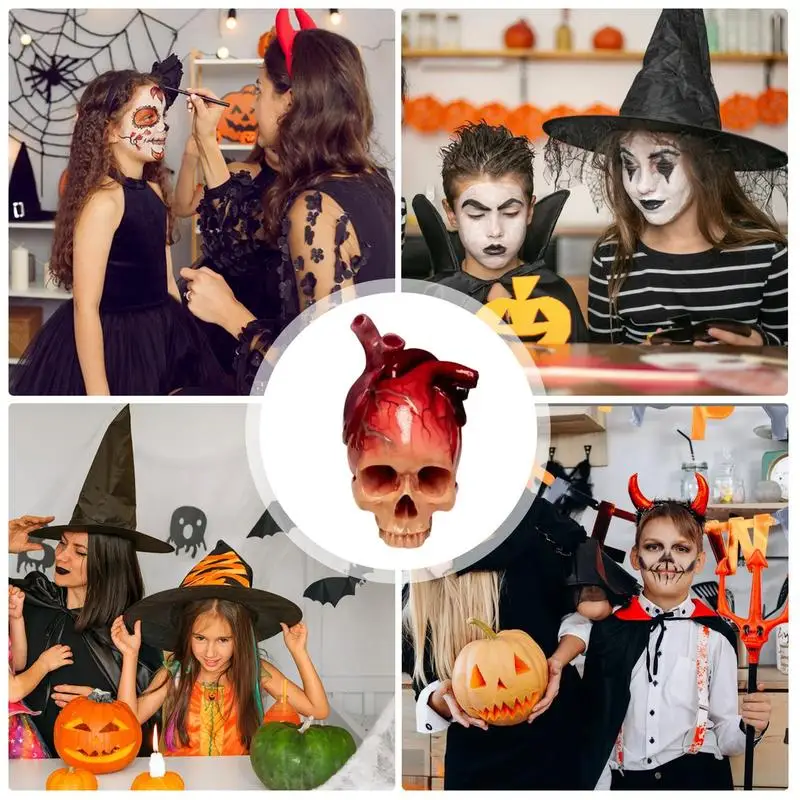 Статуэтка-Скелет из смолы ручная работа статуя Сердце Череп Хэллоуин ужасные