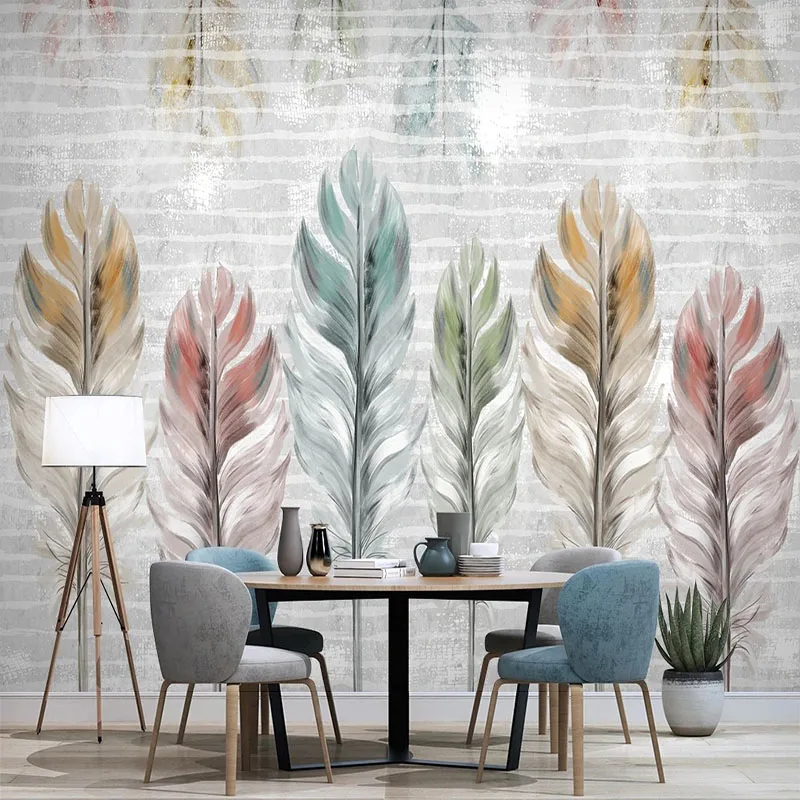 

Custom Any Size 3D Colorful Feather Modern Minimalist TV Background Wall Mural Wallpaper Papel Pintado Pared Tapety Fresco Tapiz