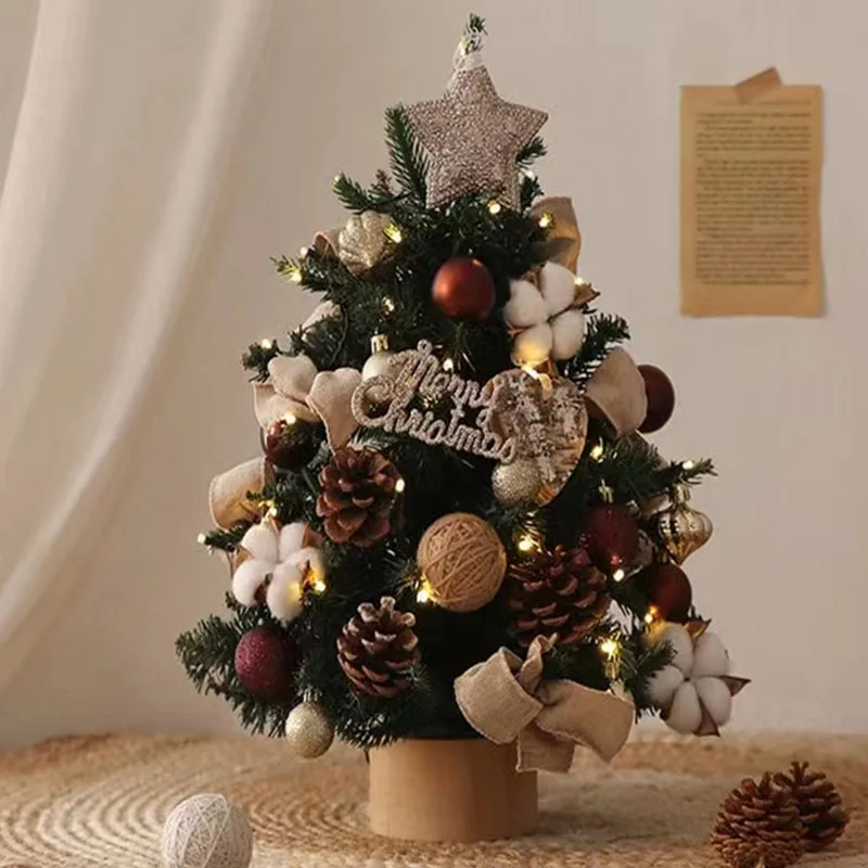 Navidad Christmas Decoration 2023 Tree Decorations Household Ornaments Mini Snow Small Desktop Ins Wind Simulation Gift Garnitur