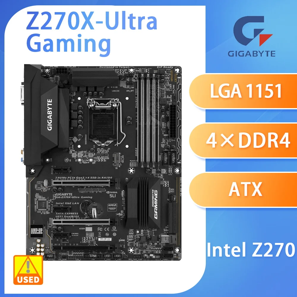 

Материнская плата LGA 1151 Gigabyte GA-Z270X-UITRA GAMING Intel Z270 для DDR4 64G I7 I5 I3 CpusPCI-E 3,0 DVI HDMI USB3.1 ATX Desktop