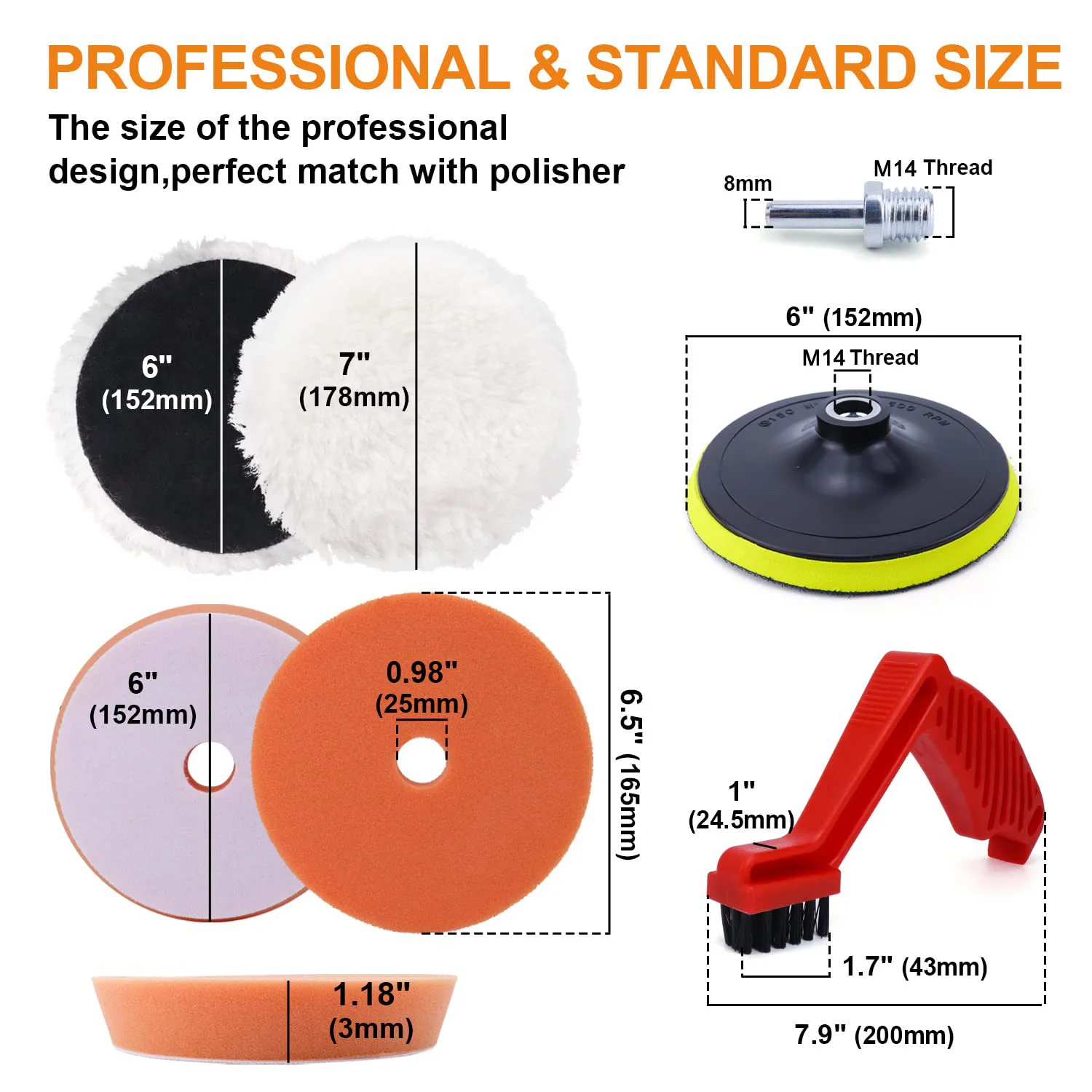 Набор насадок для полировки и набор из 6 полировальных орбитальных буферов 5/8-11