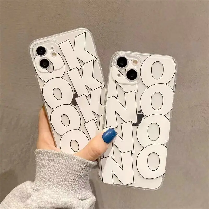 

English words OK NO Soft phone case for iphone xs max x xr 11 pro max 13 mini 12 tpu cover for iphone 7 8 plus se 2020 6s bumper