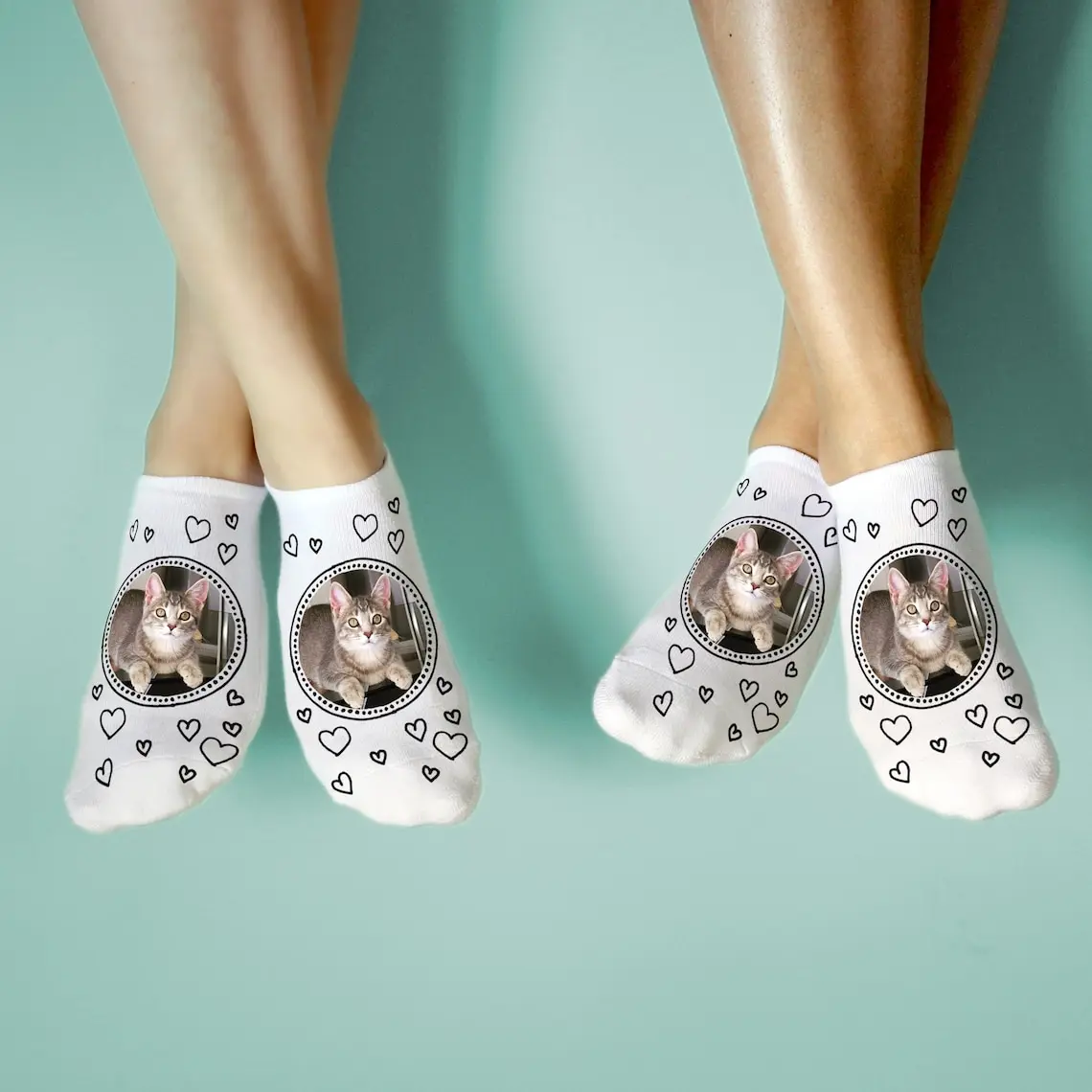 Custom Pet Photo Socks For Pet Lovers Personalized Funny Boat Socks Dog Cat Lover Gifts Cotton Casual Happy Ankle Socks Women
