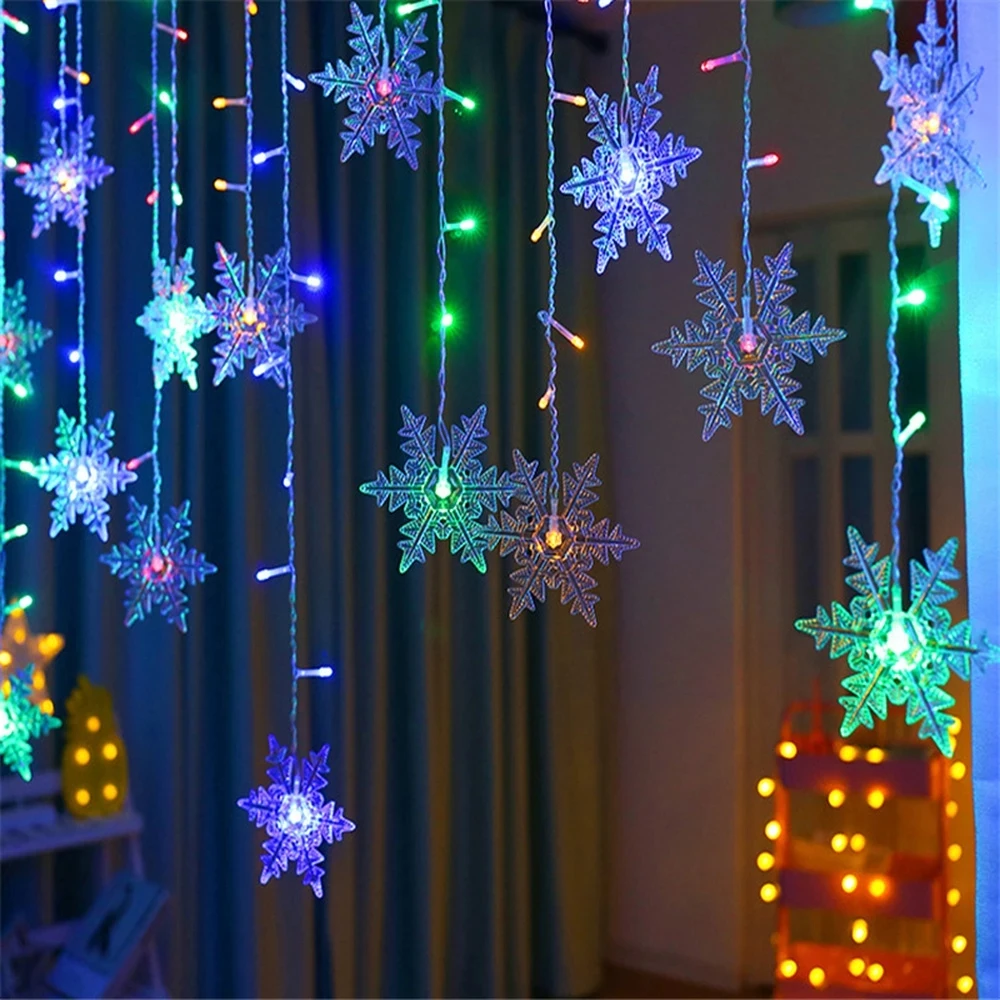 

3.5M 96 LED Snowflake LED Light Christmas Tree Decorations Navidad Xmas Gift Christmas Decorations for Home New Year Home Decor