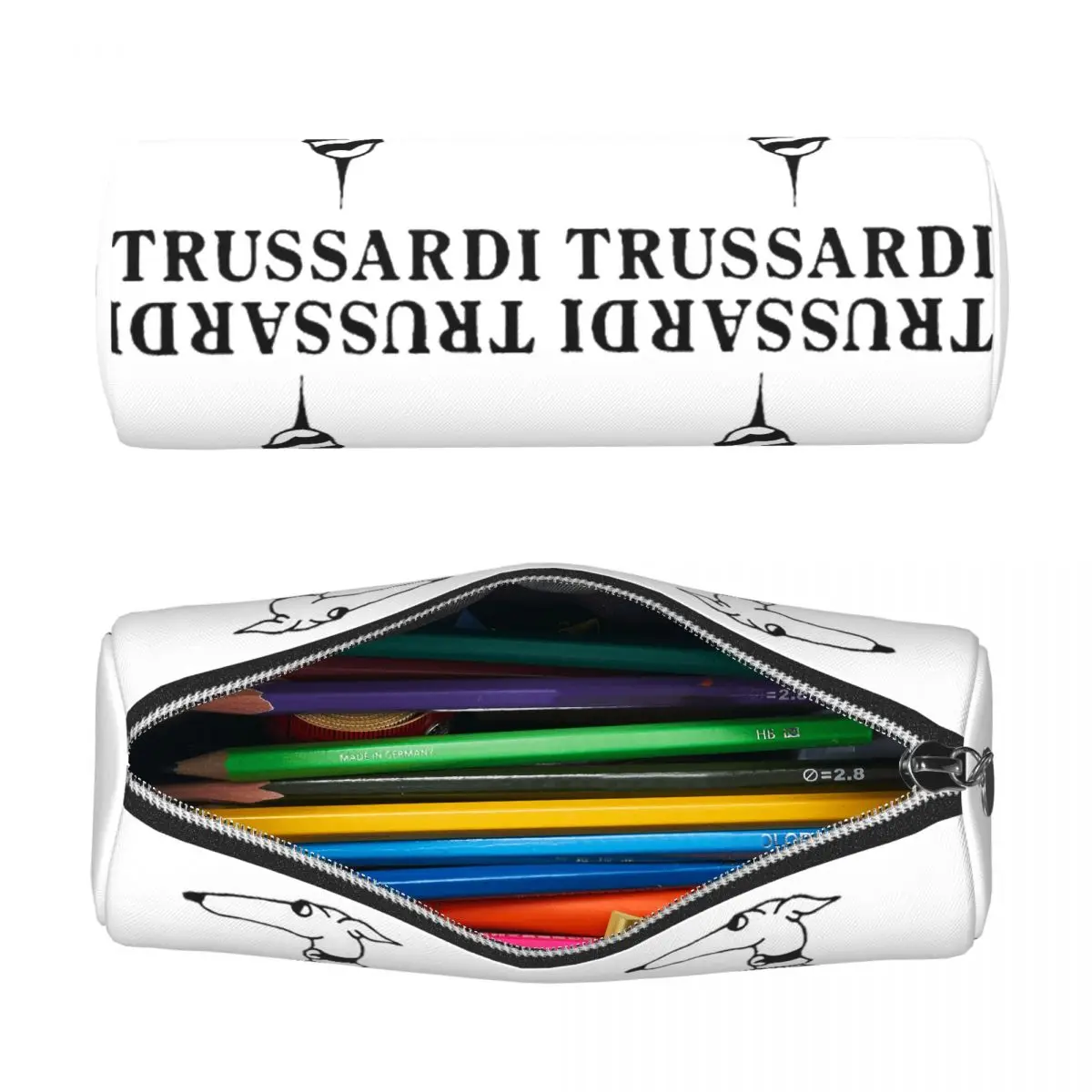 Фото Пеналы с логотипом Trussardis, цилиндрические пеналы-коробки для ручек, сумки для карандашей для мальчиков и девочек, подарки №3