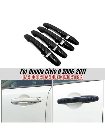 Для Honda Civic 8, 2006, 2007, 2008, 2009, 2010, хромированная крышка дверной ручки автомобиля, накладка из углеродного волокна, автомобильный Стайлинг, внешние детали, аксессуары