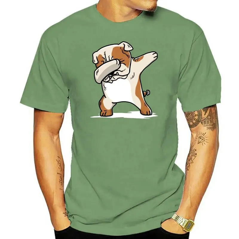 

English Bulldog Dabbing 2022 Summer Fashion Streetwear Tops Summer Style Cotton Short Slevee O-Neck Cool Tops