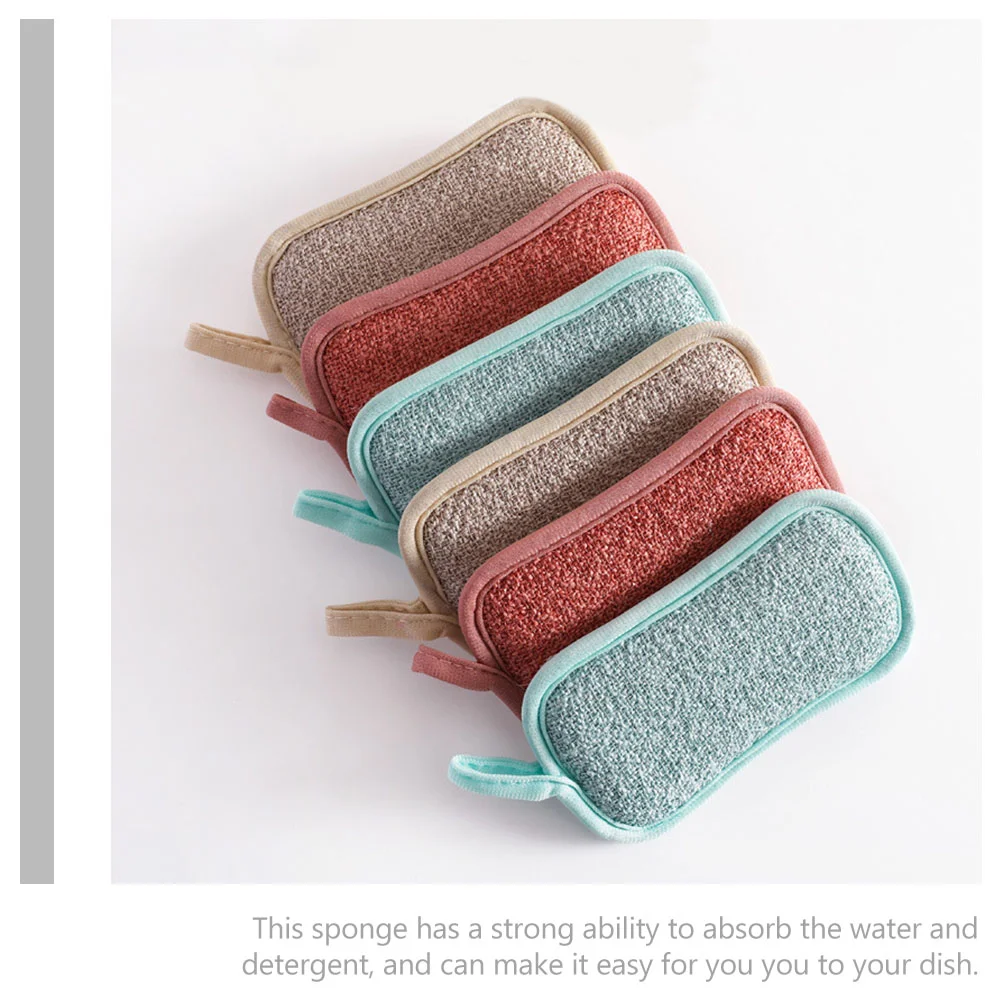 6-częściowa gąbka bawełniana Wygodna do czyszczenia wielokrotnego użytku Szorowanie Lniane naczynie Ściereczka z mikrofibry Kompaktowa odporna