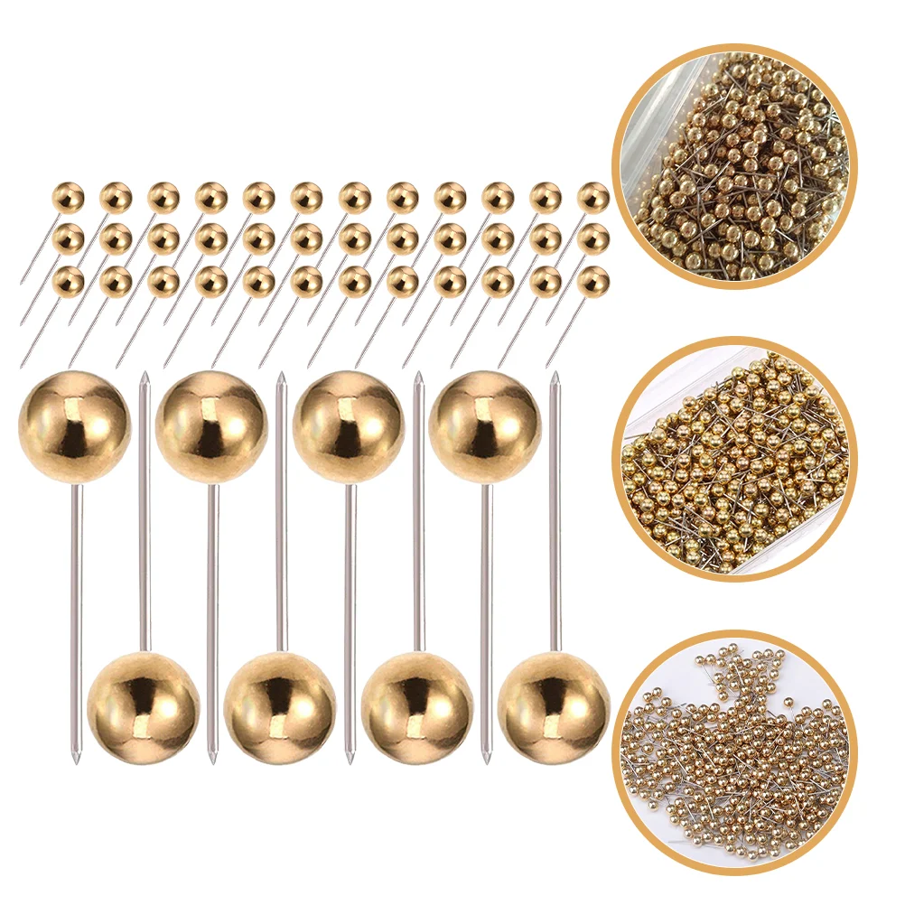 

400PCS Round Head Rose Decor Flag Push Rose Decor Tacks Metal Fixed Plastic Round Ball Needle Cork for School Home Office