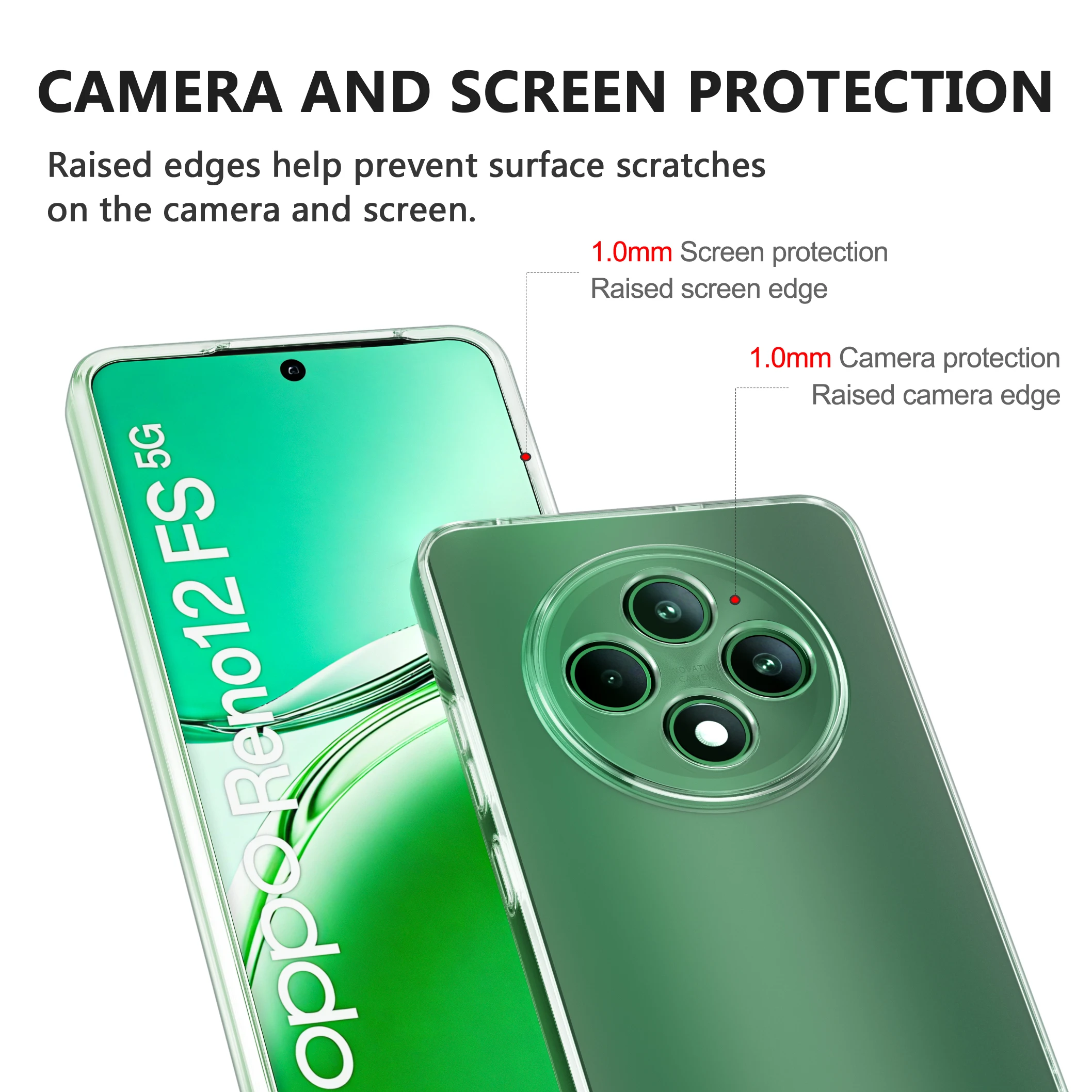 Мягкий силиконовый прозрачный чехол для телефона OPPO Reno 12 FS противоударный бампер
