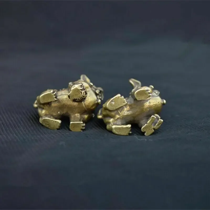 ГОРЯЧАЯ китайская антикварная латунная пара подвесок в виде льва медные