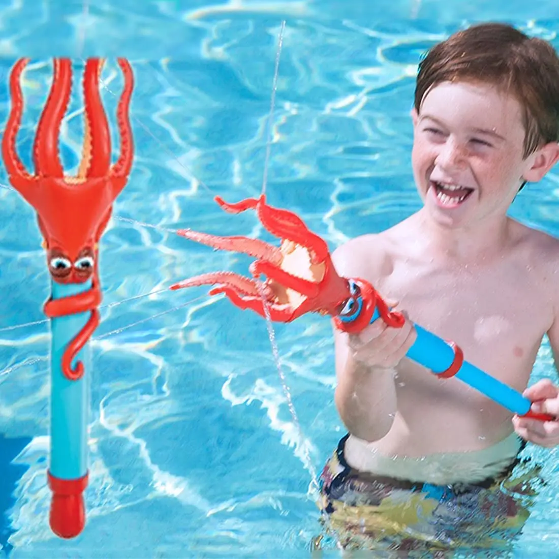 Дурацкая водяная пушка осьминог для детей на открытом воздухе пляжные игрушки Рыбка-клоун родительско-детский пистолет для детей.