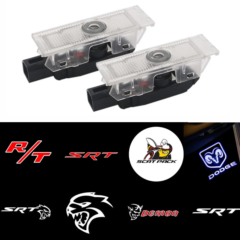 

2 Pieces LED Car Logo Door Light Projection Laser Light for Dodge Challenger SRT Scat Pack Demon Charger Hellcat RT Super Bee