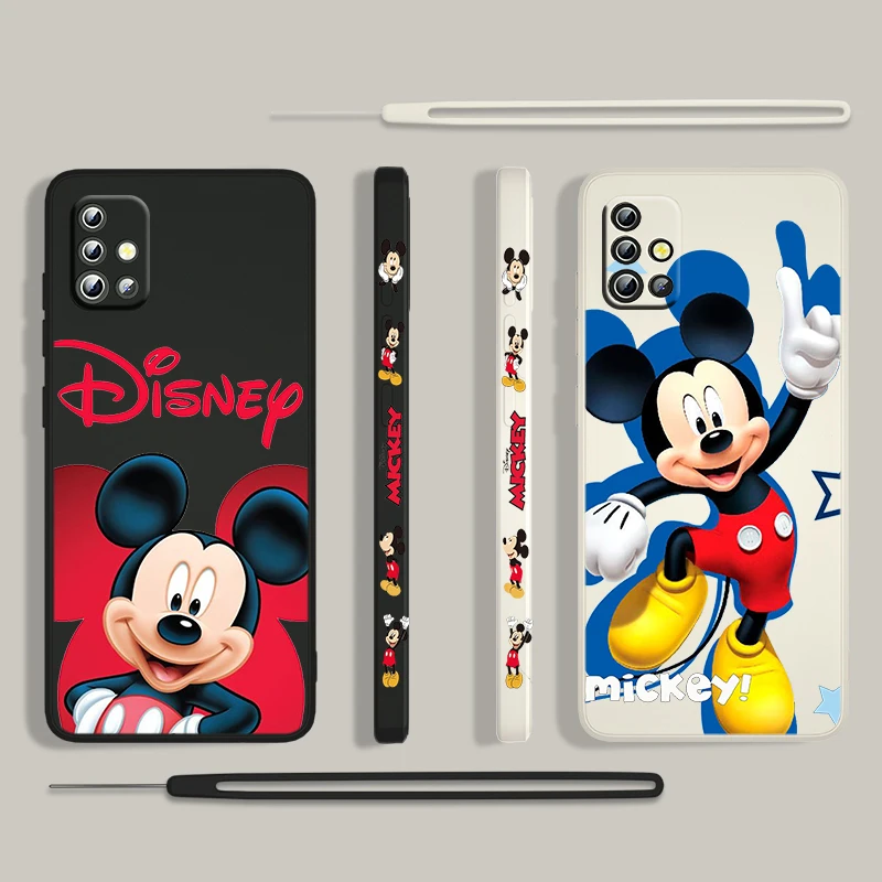 

Disney Funny Mickey For Samsung Galaxy A73 A53 A33 A52 A32 A22 A71 A51 A21S A03S A50 4G 5G Liquid Left Rope Phone Case Fundas
