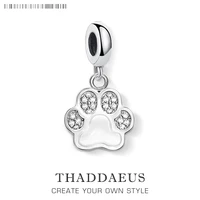 fashion cute pets dogs footprints paw pendant charm 925 sterling silver sweater jewelry for women