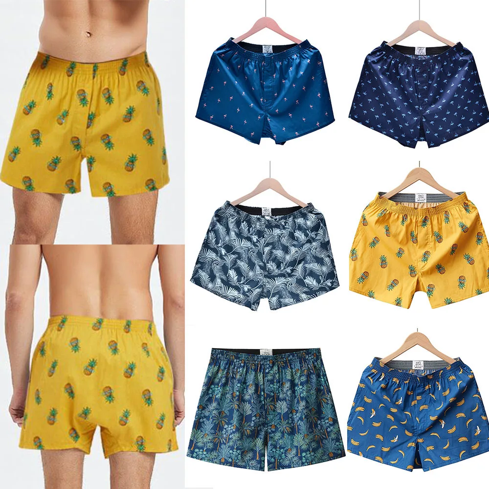 

Mens Underwear Boxers Shorts Casual Cotton Sleep Underpants High Quality Brands Printed Loose Comfortable Homewear Panties M-XL