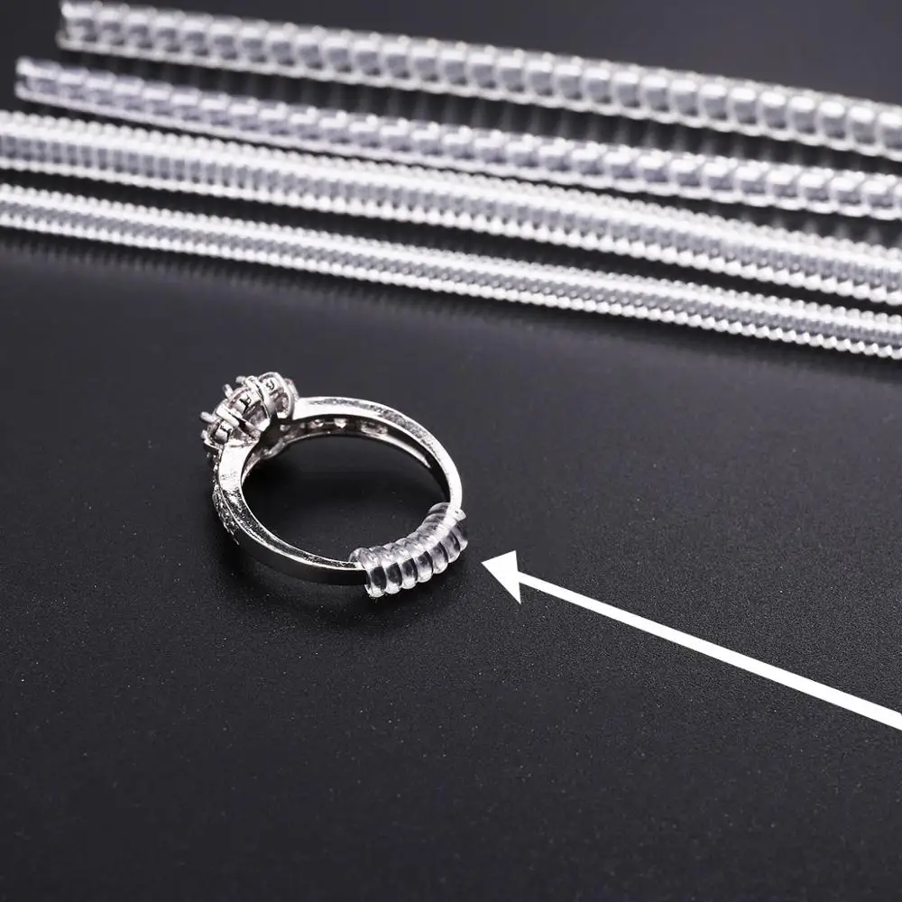 

4pcs/lot Transparent Spiral Based Ring Tools Spring Coil Ring Size Adjuster Guard Tightener Reducer Resizing Tool For Jewelry
