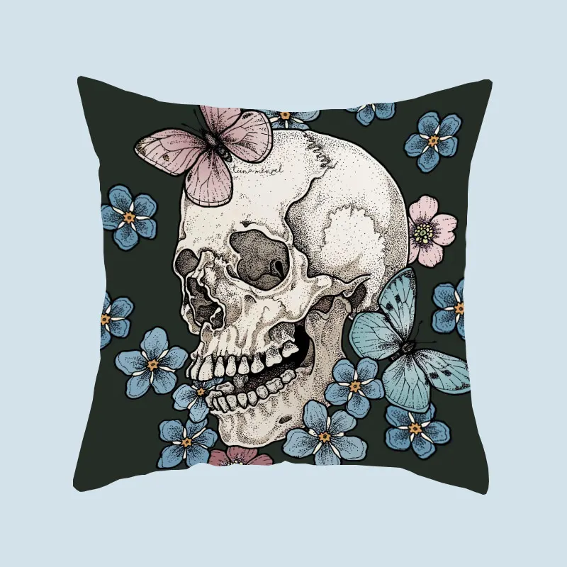 Индивидуальная квадратная подушка с принтом черепа из полиэстера наволочка для