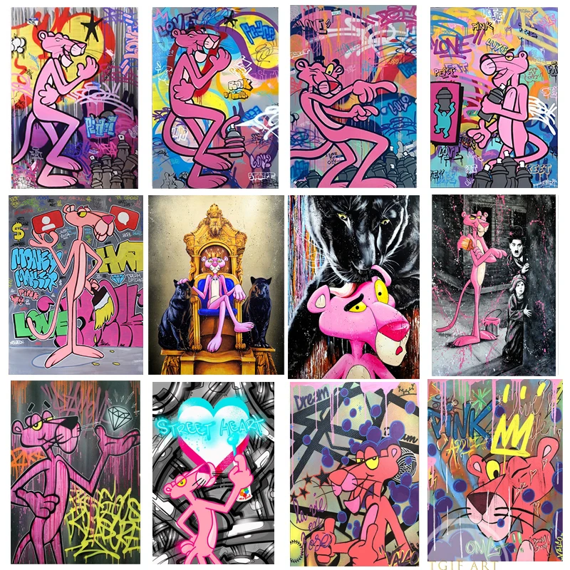 Кинг Розовая пантера плакаты и принты граффити Художественная Картина на холсте