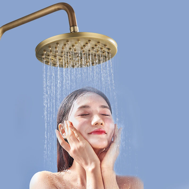 Душевой смеситель ванной комнаты Rainfall с двумя рукоятками, комплект из античной латуни, система с душевой головкой 8" и насадкой для душа.