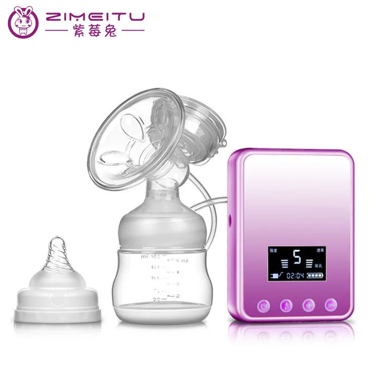 Enlarge Purple berry rabbit electric breast pump rechargeable silent suction large automatic milk collection milking device for baby and