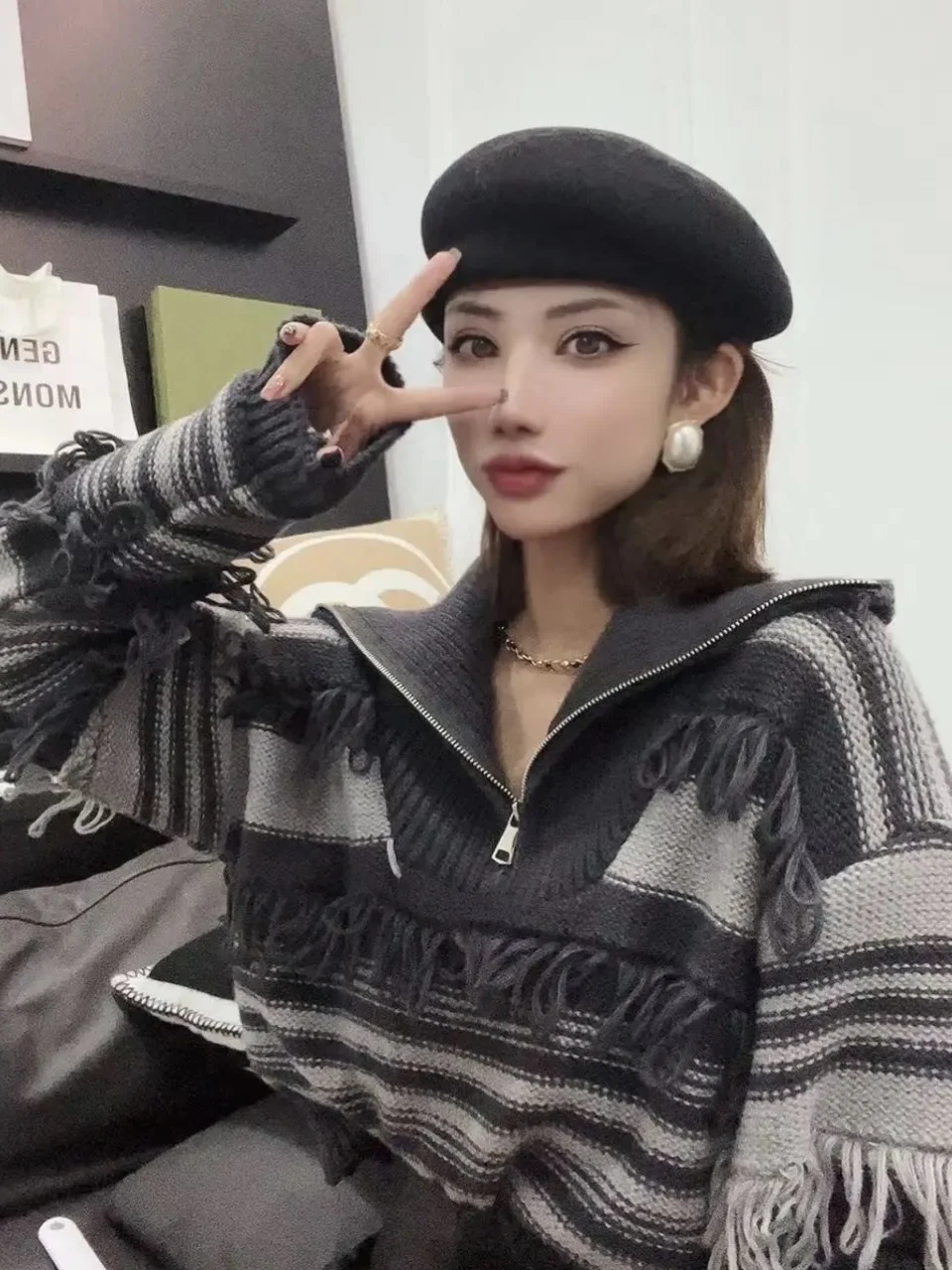 Женский пуловер в готическом стиле серый свитер 90-х Y2k винтажный элегантный