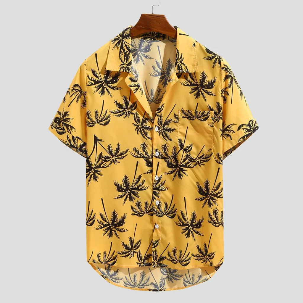 

Chemise imprimée hawaïenne pour hommes, vêtement de plage ample à la mode, manches courtes, boutons décontractés, été, 2022