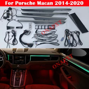 64-color LED Lamps For Porsche Macan 2014-2022 Car illuminated Door Panel Ambient Light Set Decorative Atmosphere Lighting