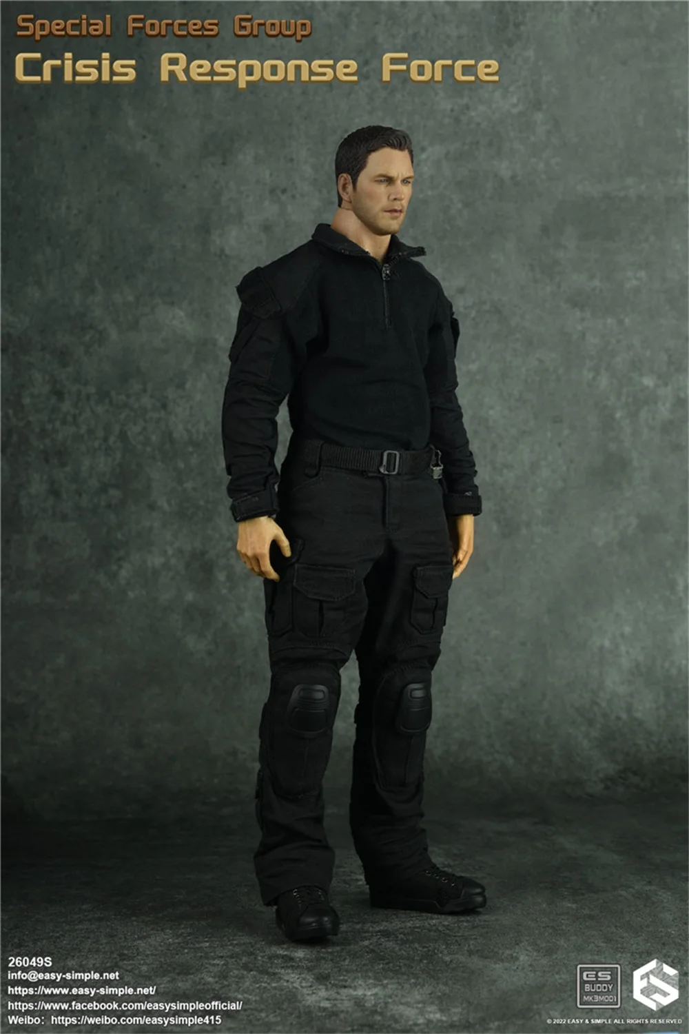 

1/6 Easy Simple ES 26049S Special Forces Group Crisis Response Force Black Dress Uniform Tops Pant Fit DIY Male COO Action Doll