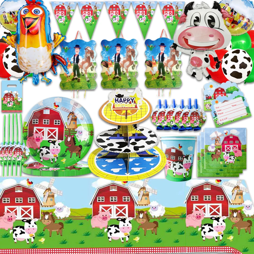 Декор для дня рождения на ферме La Granja zonon набор одноразовой посуды бумажные