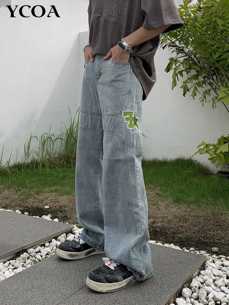 

Брюки-карго мужские мешковатые, джинсы с вышивкой надписью, модная винтажная Эстетическая одежда в стиле оверсайз, уличная одежда в стиле хип-хоп, Y2k
