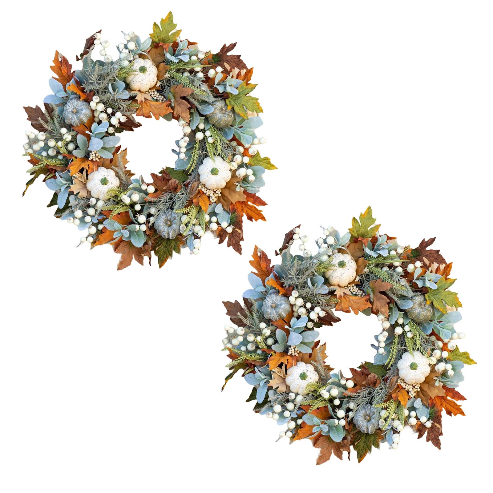 

Wreath Decoration for Thanksgiving Autumn Maple Leaf Pumpkins Fake Plants Garlands Home Décor Accents