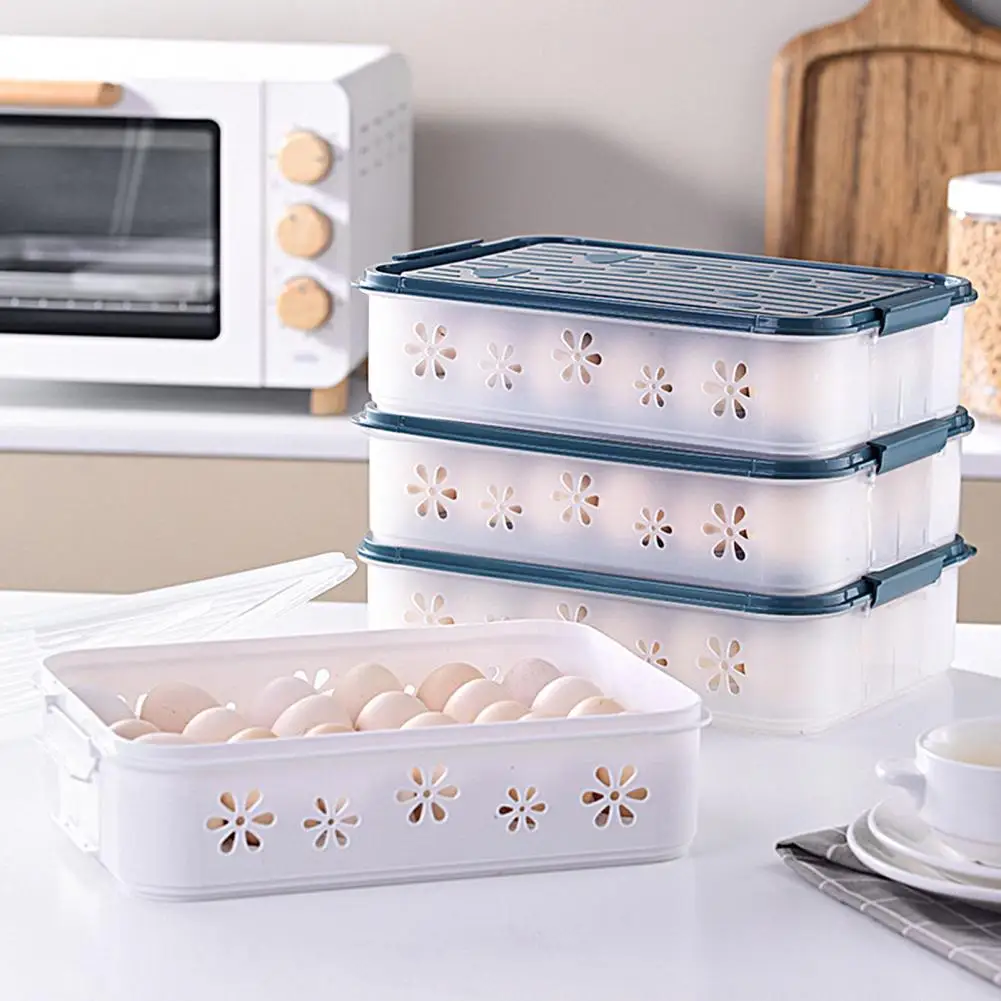 

Good Fridge Storage Box Plastic Egg Storage Box Breathable 24 Grids Egg Organizer Storage Box Fridge Case Fresh-keeping