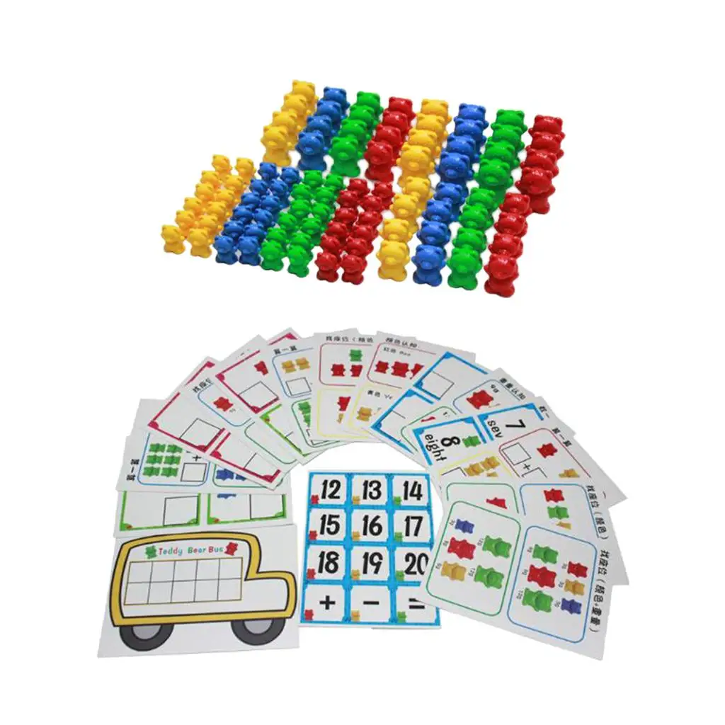 

96 Pieces Counting Bears Matching Game Educational Toy With 16 Pieces Cards