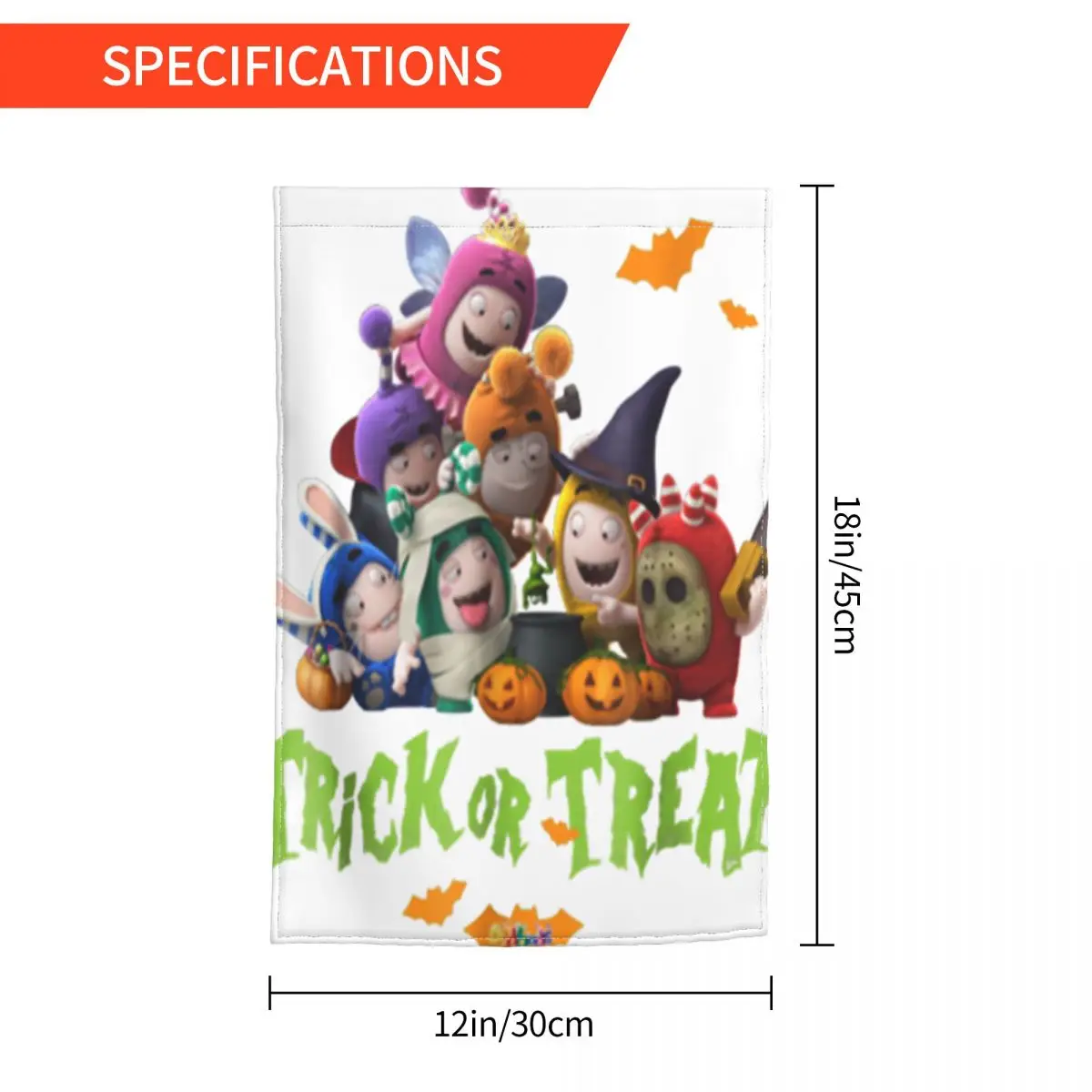 Oddbods на Хэллоуин с надписью Trick or Treat вертикальный фонарь для сада двусторонний