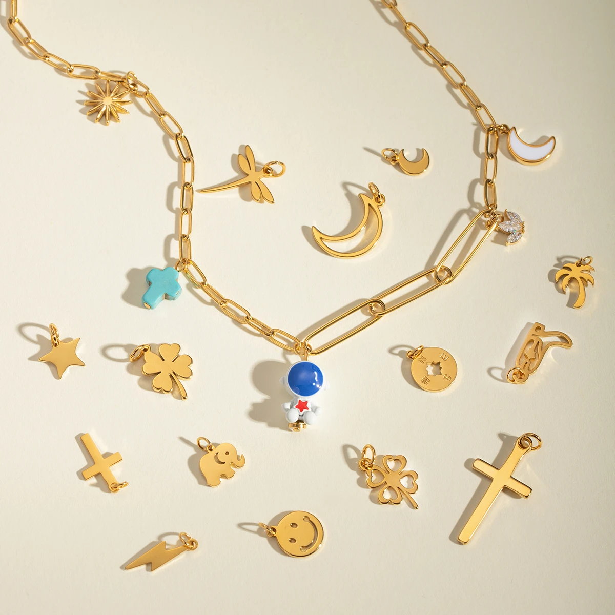 5 шт./упаковка Женские аксессуары из нержавеющей стали с позолотой 18 К