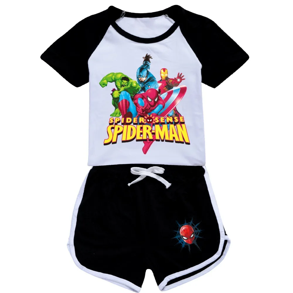 

2022 Summer Spiderman Game Costume Cosplay Girls Boys Sports T Shirt + Pants 2 Piece Baby Clothes Set Pajamas 2-16Y