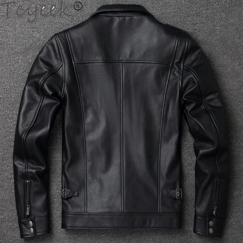 

Fall Spring Top Layer Cowhide Coats Male Casual Genuine Leather Motocycle Jacket Men Clothes Hunting M65 Lapel Slim Coat