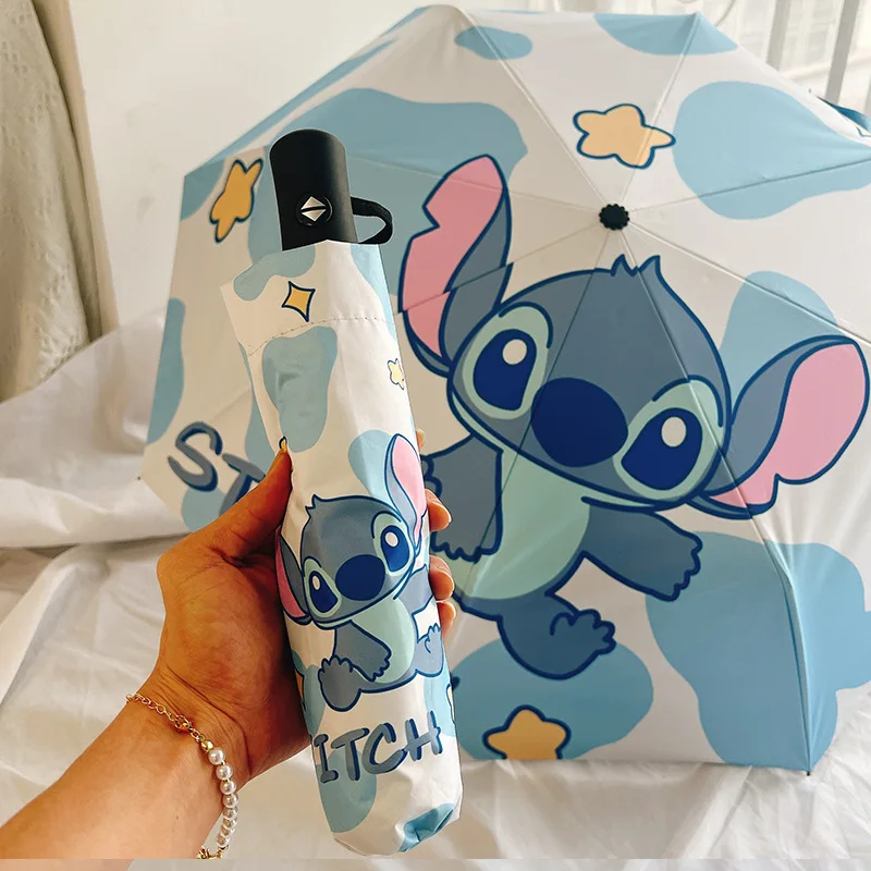 

Disney Stitch Sunumbrella Cartoon Lilo & Stitch Umbrella UV Protection 3 Folding Portable Sunshade For Women Children Gift