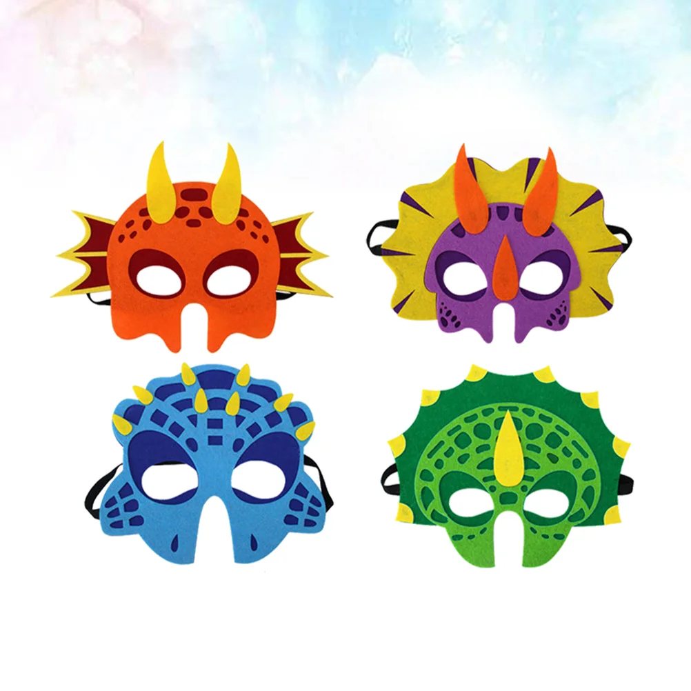 4 шт. детская маска динозавра с эластичными ремнями забавная фетровая тканевая