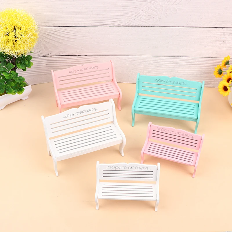 1PC 1/12 Dollhouse Miniature  Wooden Crafts Carved Bench Chair Park Chair Armchair For Doll House Decor Accessories Pretend Toys