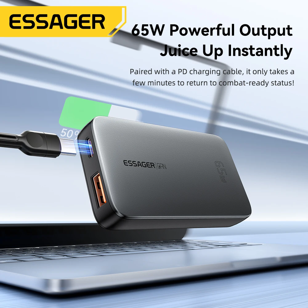 Essager 65 Вт GaN зарядное устройство Ultra Thin Quick Charge 4.0 PD3.0 PPS Портативное USB Type C для