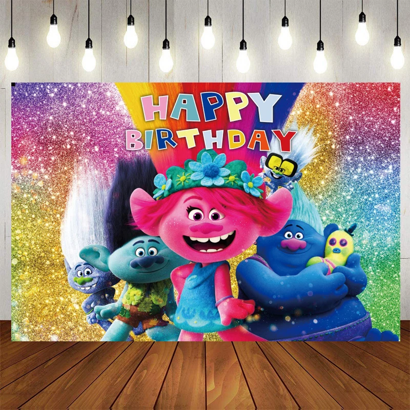 Тролли 2 Дети Девочка Малыш душ фотостена плакат фотография фон для фотографии