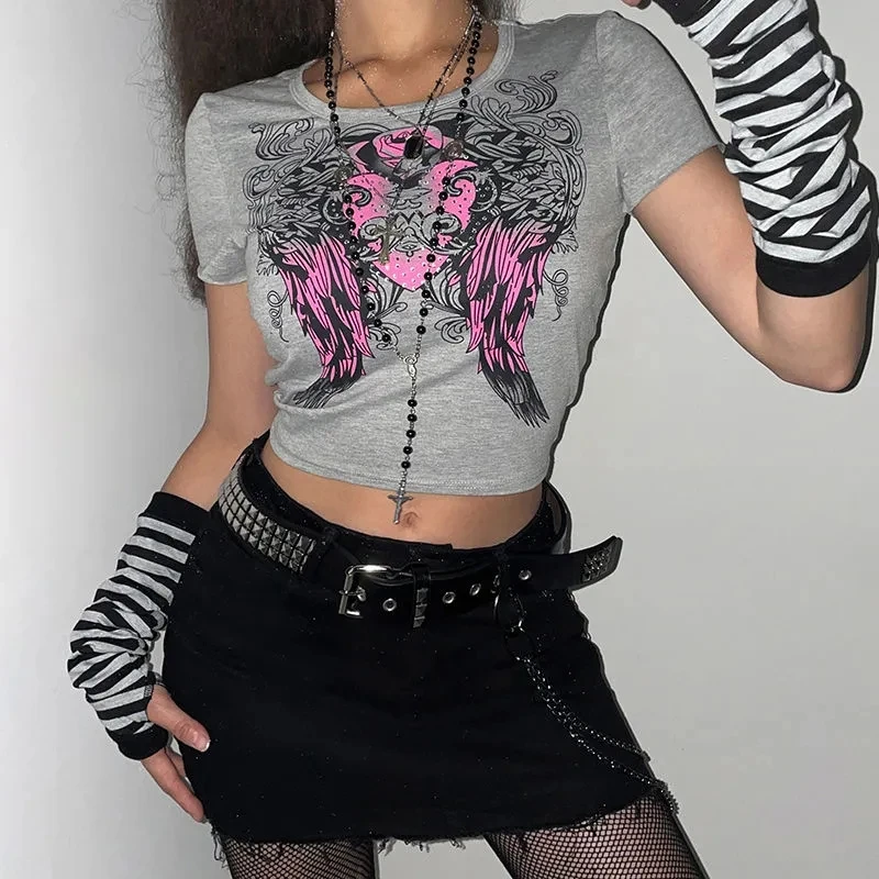 Американская Одежда тонкая Готическая женская футболка в стиле 1920-х уличные